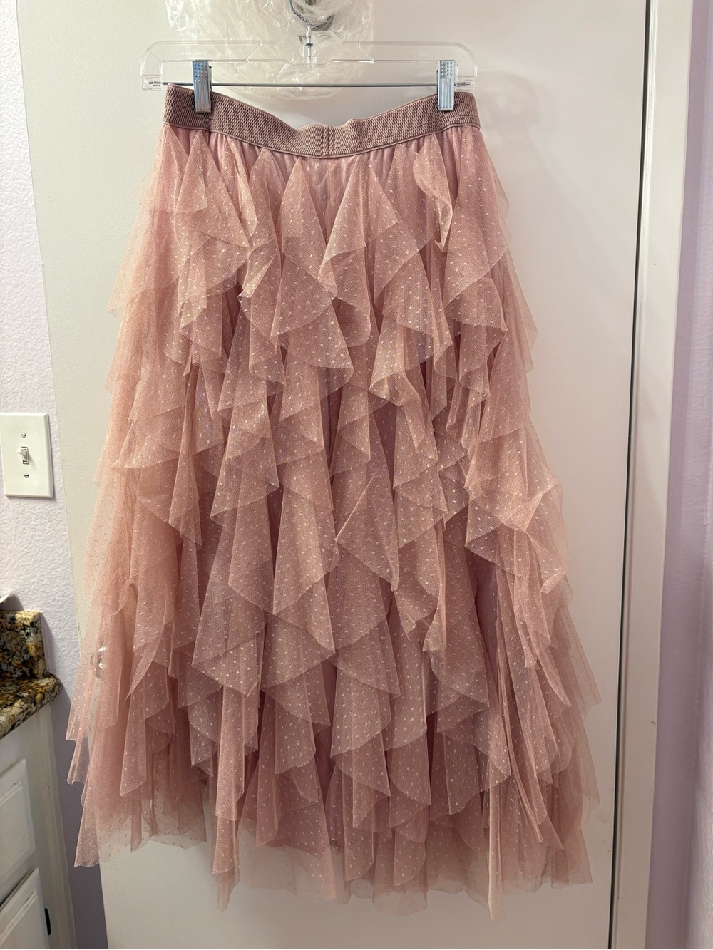 Anthropologie Chéri Ruffled Tulle Midi Skirt M/Like New - Picture 4 of 11